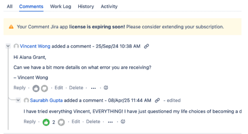 👍👎 Like & Dislike (Voting) – Jira / Atlassian app feature by Vamhi